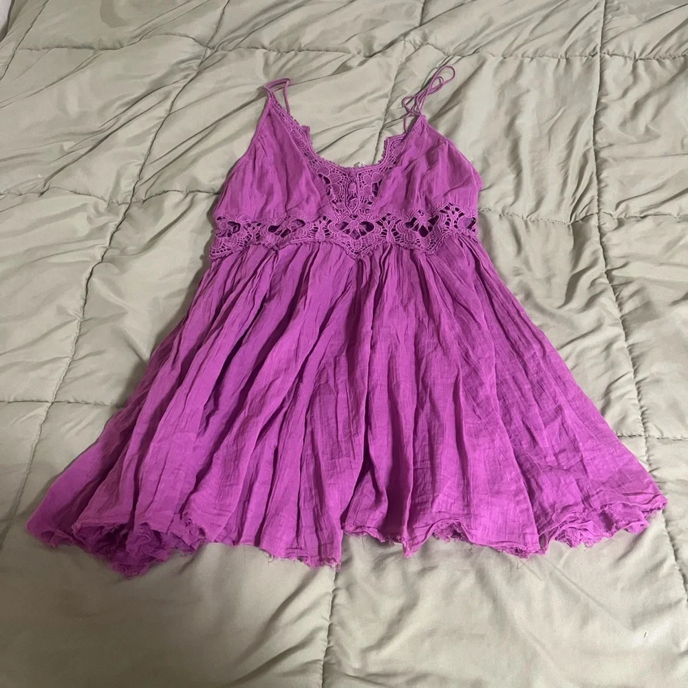 Free People Ilektra Mini Slip Dress Dahlia Mauve - Picture 3 of 5